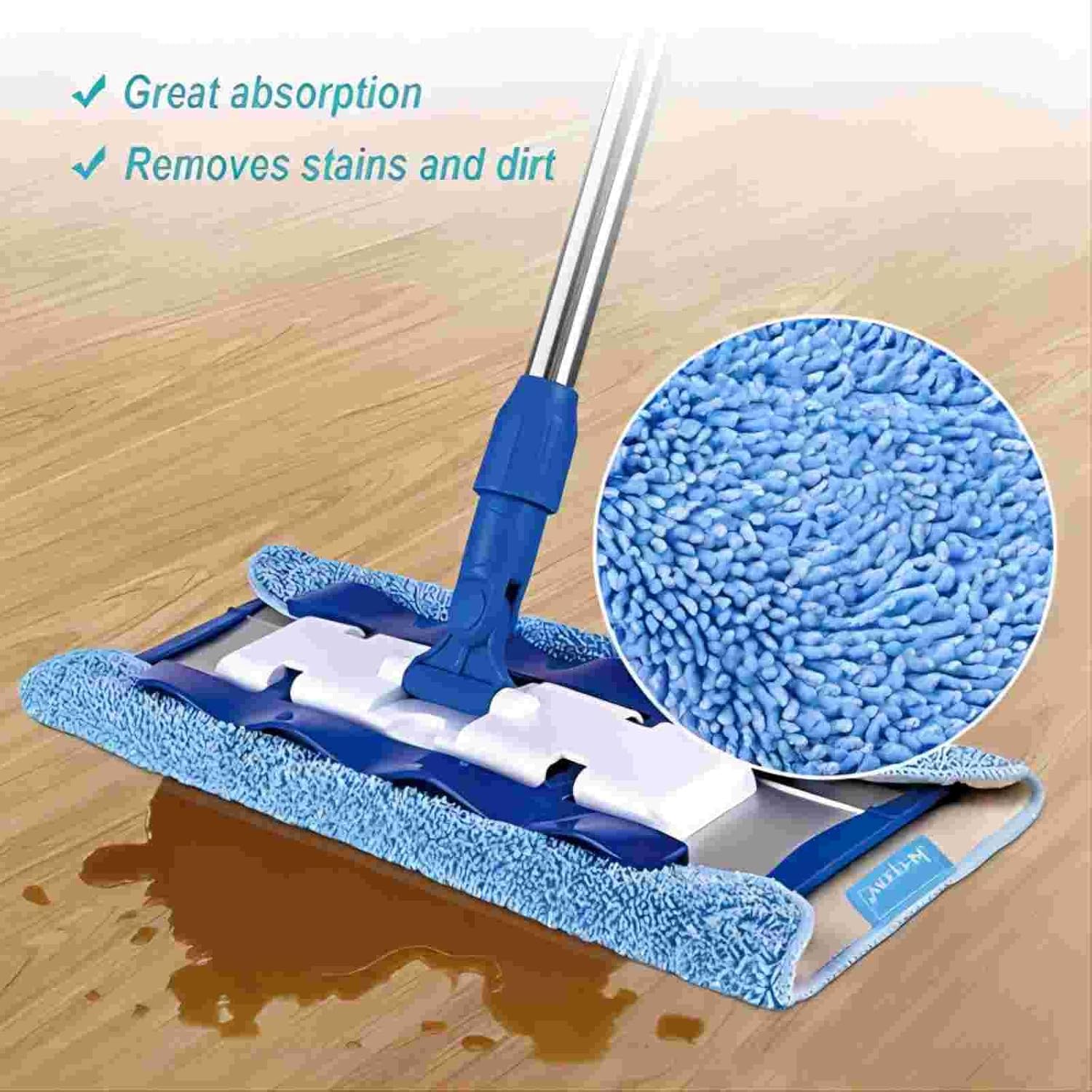 KEEPOW Microfiber Mop Cloth Refills Compatible with MR.SIGA Professional Microfiber Mop, 5 Pack Reusable Flat Mop Refills for Hardwood, Laminate, Tile Floor Cleaning