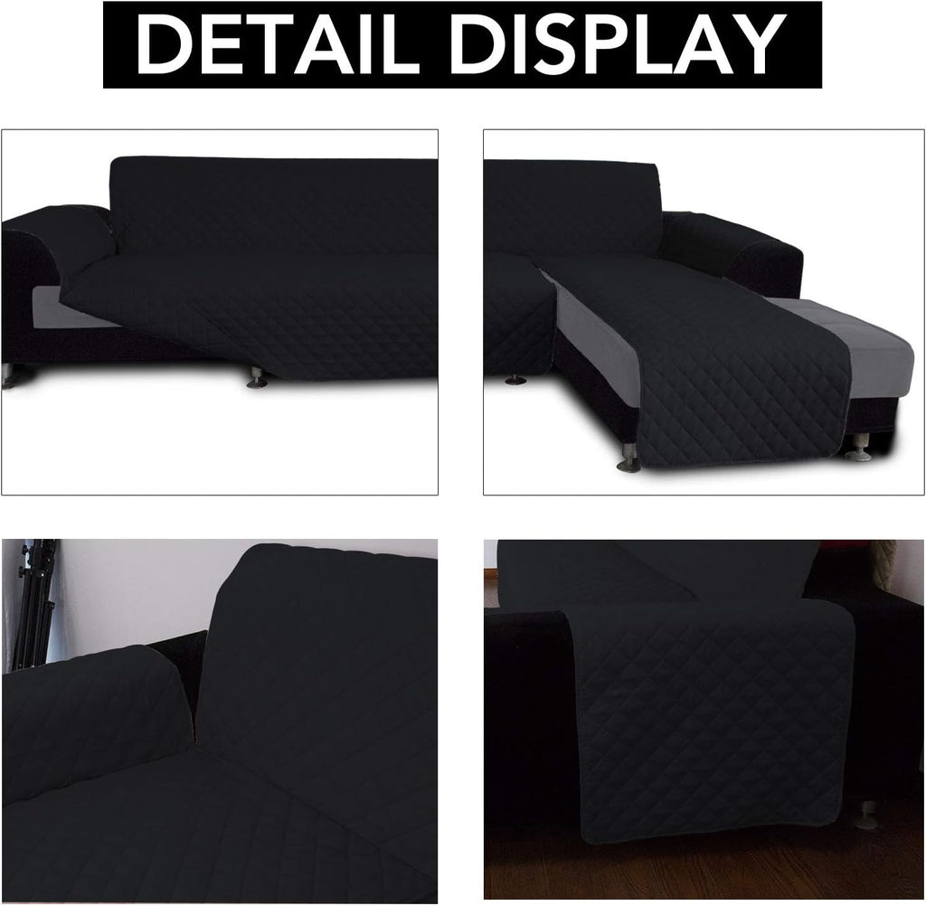 Easy-Going L Shape Sofa Slipcover - Reversible Sectional Couch Cover - Furniture Protector for Pets & Kids (Small, Black/Black)