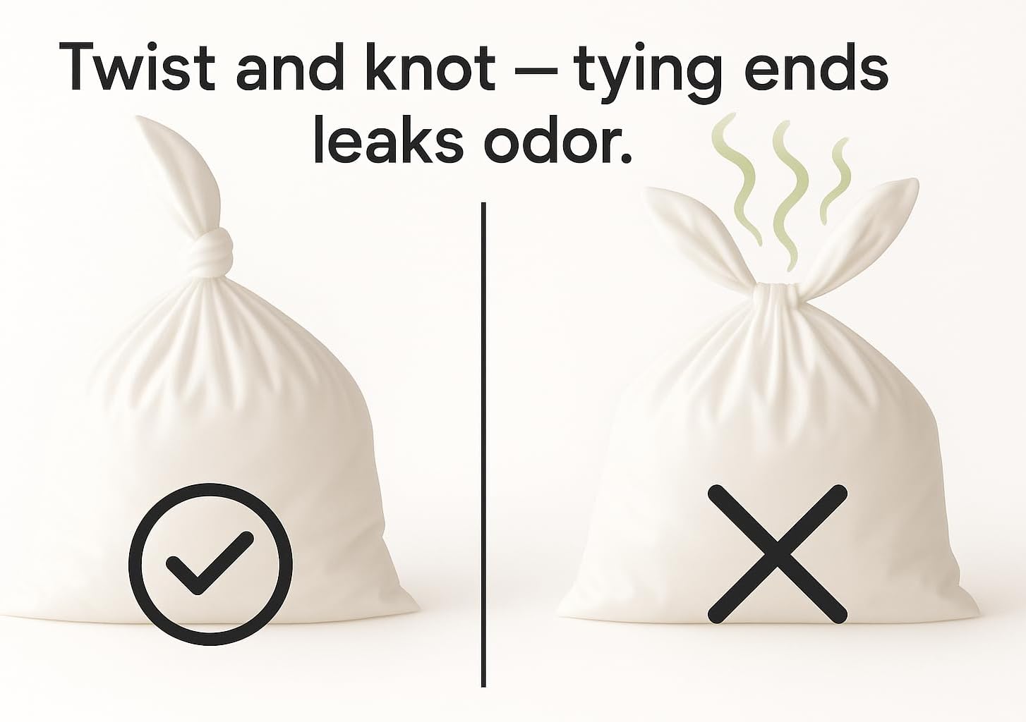 BOS, Odor-Sealing Dirty Diaper Trash Bags - Scent & Smell Free (Color: Cream Yellow) (Pack of 2) (Medium)