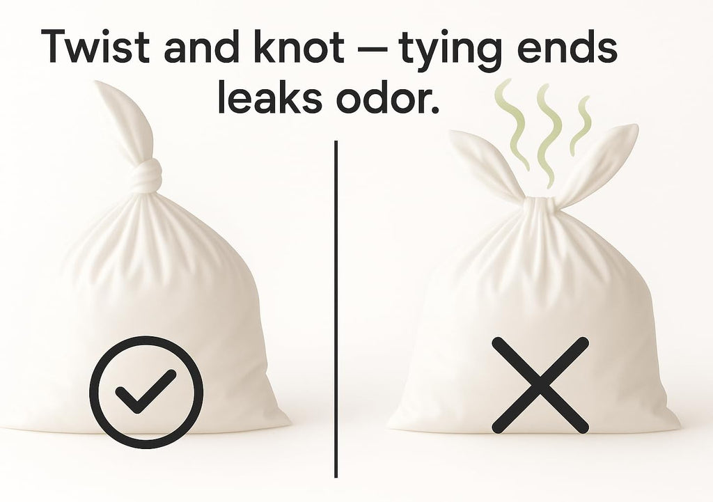 BOS Odor-Sealing Kitchen, Home & Food Small Trash Bags for Waste- Disposable Bags - Scent & Smell Free (50 Bags) [Size XL, Color White]