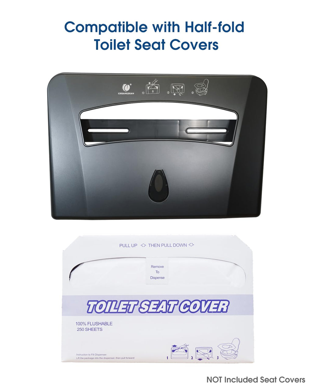 Toilet Seat Cover Dispenser, Wall Mounted Toilet Seat Cover Disposable Paper Holder, Half Fold for Commercial&Residential Use, CHUANGDIAN, Dark Grey