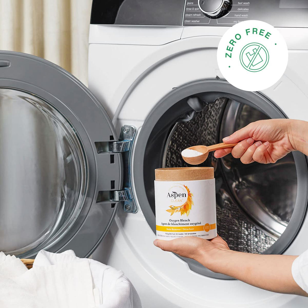 Unscented Oxygen Bleach Powder and Color Safe Stain Remover by AspenClean, Zero plastic, EWG Verified™, Vegan, Non-Bio, Hypoallergenic, Bleach Alternative - 45 Loads