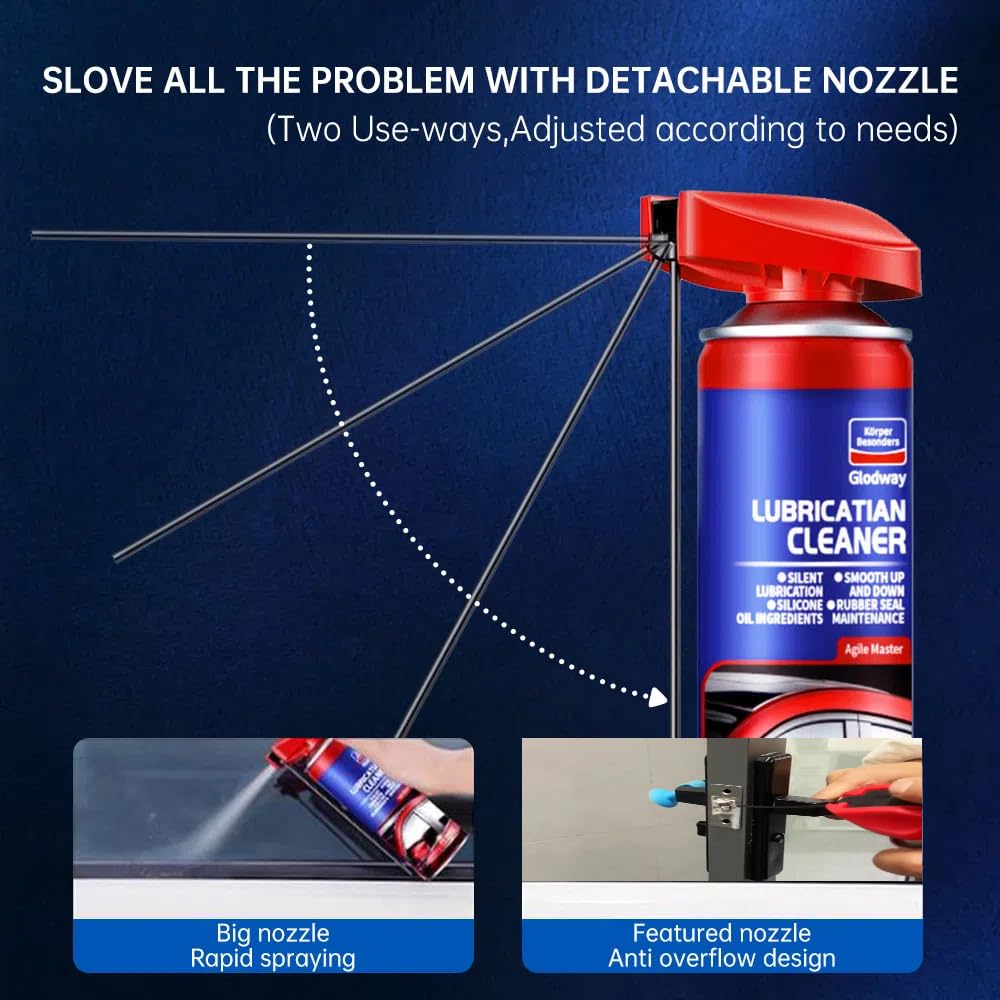 Glodway Specialist Silicone Lubricant Spary,Garage Door Lubricant Oil,with Smart Straw Sprays 2 Ways,for Door Higne,Bike,Sewing Machine,Metal Parts,10 OZ（Pack 2）