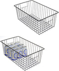16inch Freezer Wire Storage Organizer Baskets for Upright Freezer 16, 17, 21 cu.ft, with Built-in Handles for Cabinet, Pantry,Black