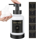Luxspire Foaming Soap Dispenser, Glass Foam Pump Soap Dispenser, Non-Slip Hand Soap Container with 5 Waterproof Labels, 15 Oz Refillable Liquid Soap Holder for Bathroom & Kitchen, White, 1 Pack