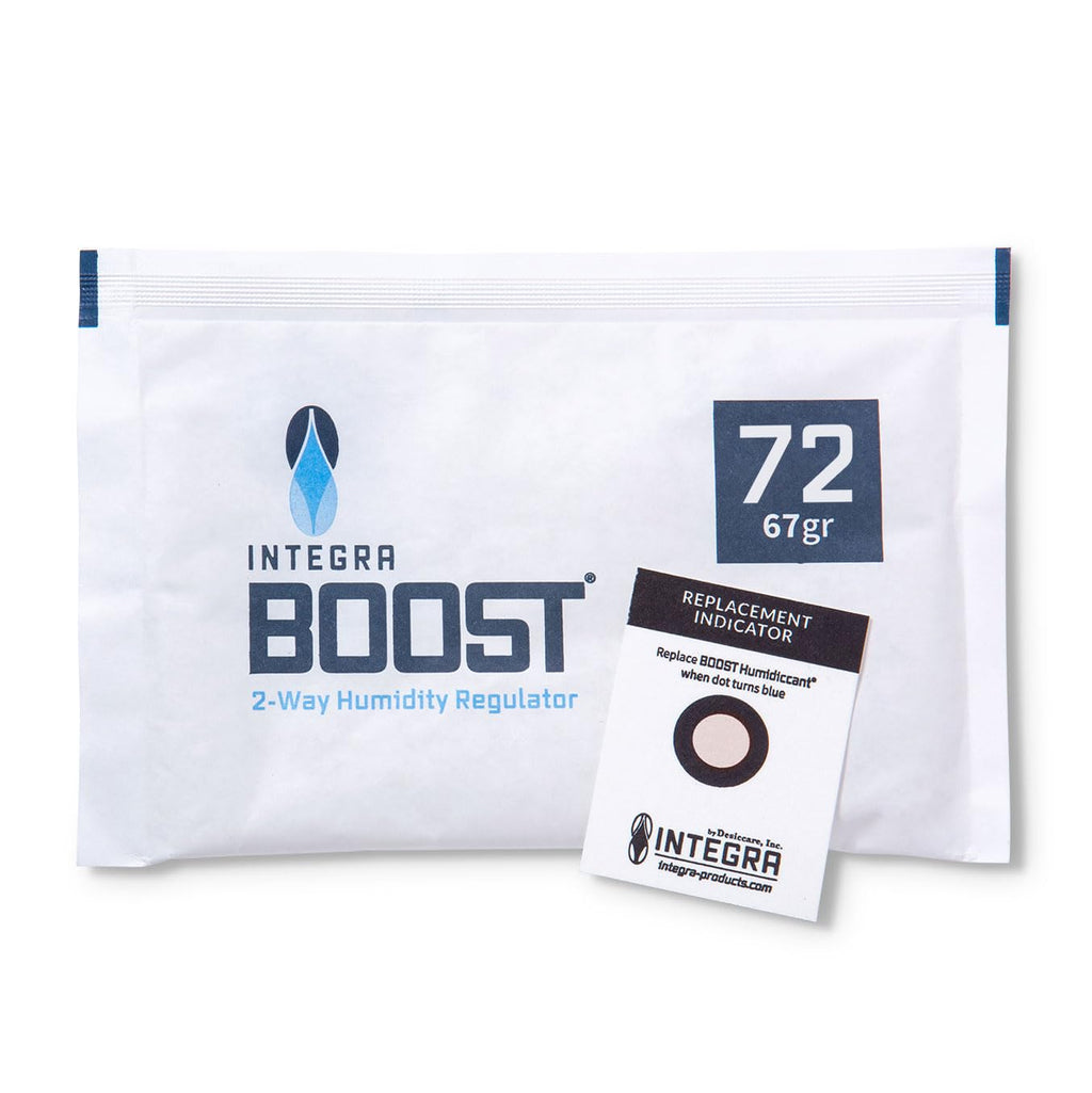 Integra Boost - 72% RH Level - 67 Gram Size - Two-Way Humidity Control Pack - Incl. Replacement Indicator Cards - Food Storage & Herbs Moisture Balancer For Up to 1 LB (Pack of 12)