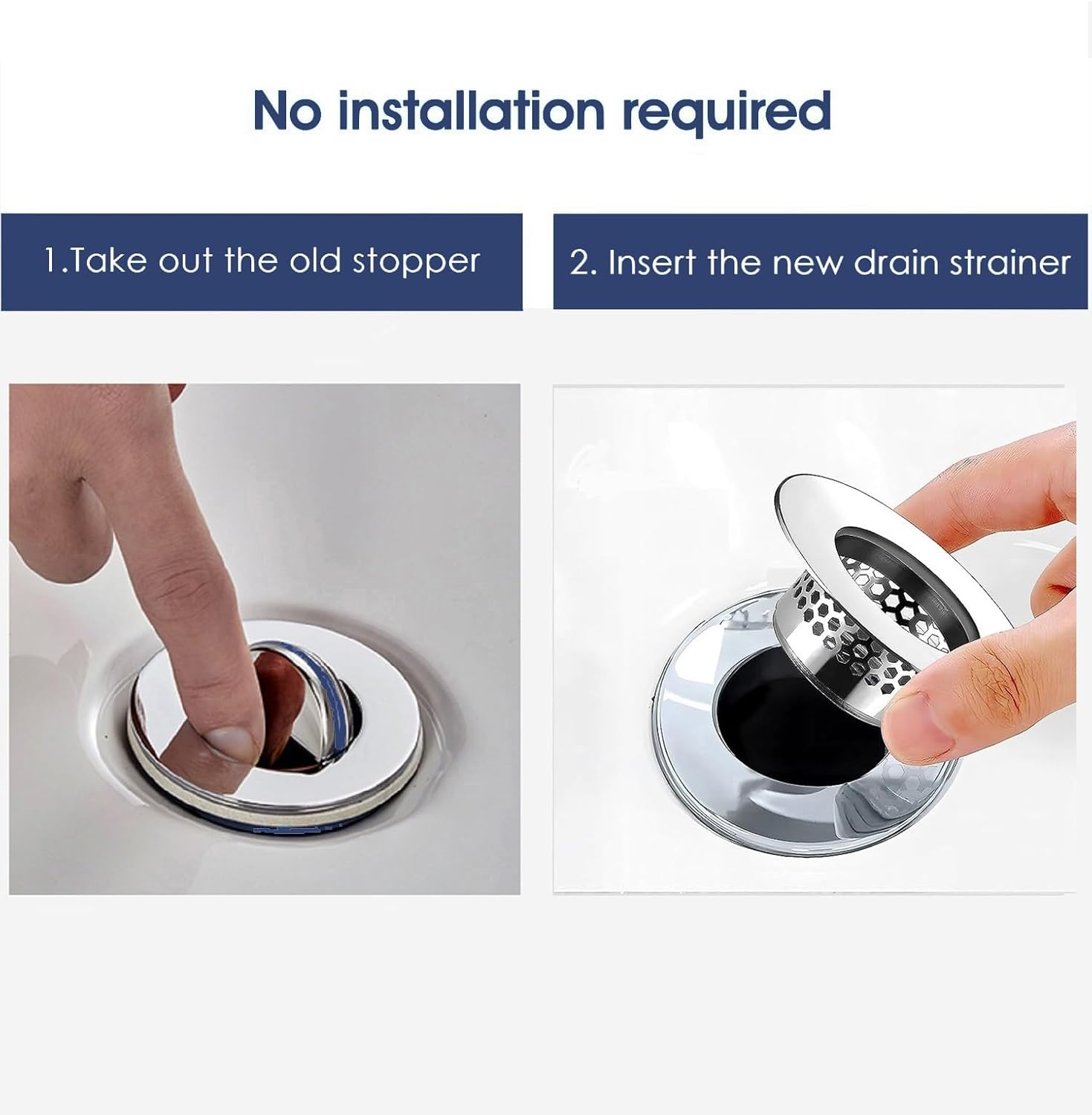 Bathroom Sink Strainer (3 Pack), Bathtub Drain Cover Lavatory Sink Drain Strainer Hair Catcher for Laundry Utility RV Sink, Stainless Steel Drain Filter. Fit Hole Size from 1.25" to 1.3"