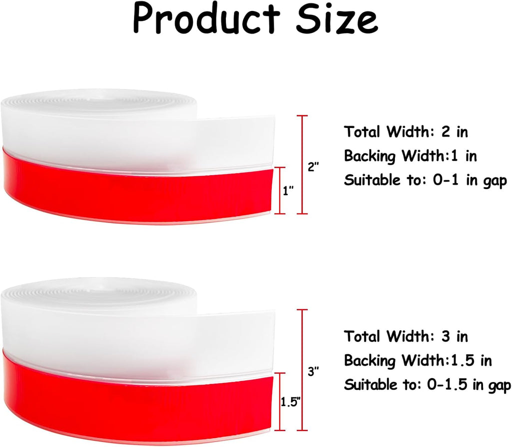Silicone Weather Stripping, 2 inch (W) x 20 Ft (L) Door Draft Stopper Window Seal Strip for Gaps of Door & Windows, Garage Door Under Bottom, Sealing Tape Shower Doors Sweep, Black