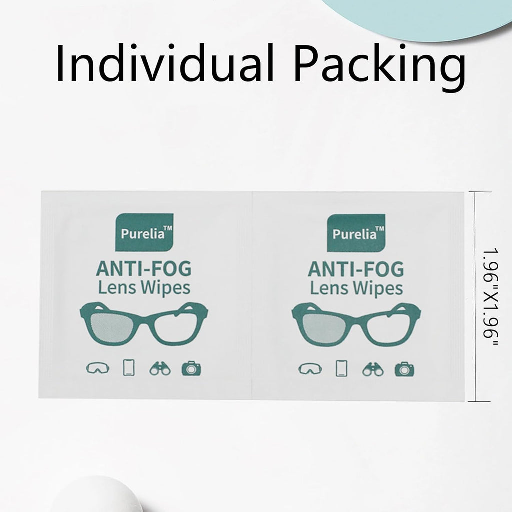 Anti-Fog Lens Wipes,100 Count, Quick-Clean Lens Cloths for Eyeglasses, Goggles, Screens, Portable Individually Wrapped Sheets, Pre-Moistened Cleaning Wipes for Eyeglasses