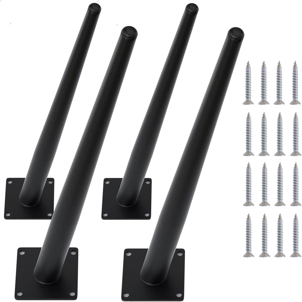4PCS 16 Inch Matte Black Tapered Angled Legs for Furniture, Metal Mid Century Mordern Feet, Heavy Duty Slanted Stand Legs Kit for Couch, Coffee Table, Desk, Dresser, Sofa, Chair
