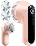 Fabric Shaver, Rechargeable Lint Shaver with Digital Display, Electric Portable Sweater Shaver with 6-Leaf Blades and Safety Lock, 3-Speeds Lint Remover to Remove Pilling for Clothes, Couch (Pink)