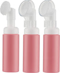 2 OZ Foam Bottle with Brush, Empty Foaming Dispensers to Travel for Soap, Shampoo (3pcs, Pink)