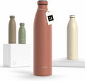 LARS NYSØM Stainless Steel Insulated Water Bottle 12oz 17oz 25oz 34oz 51oz | Insulated Thermo Flask for Hot and Cold Beverages | Leakproof Drinking Bottle (Brick Red, 33.9 oz)