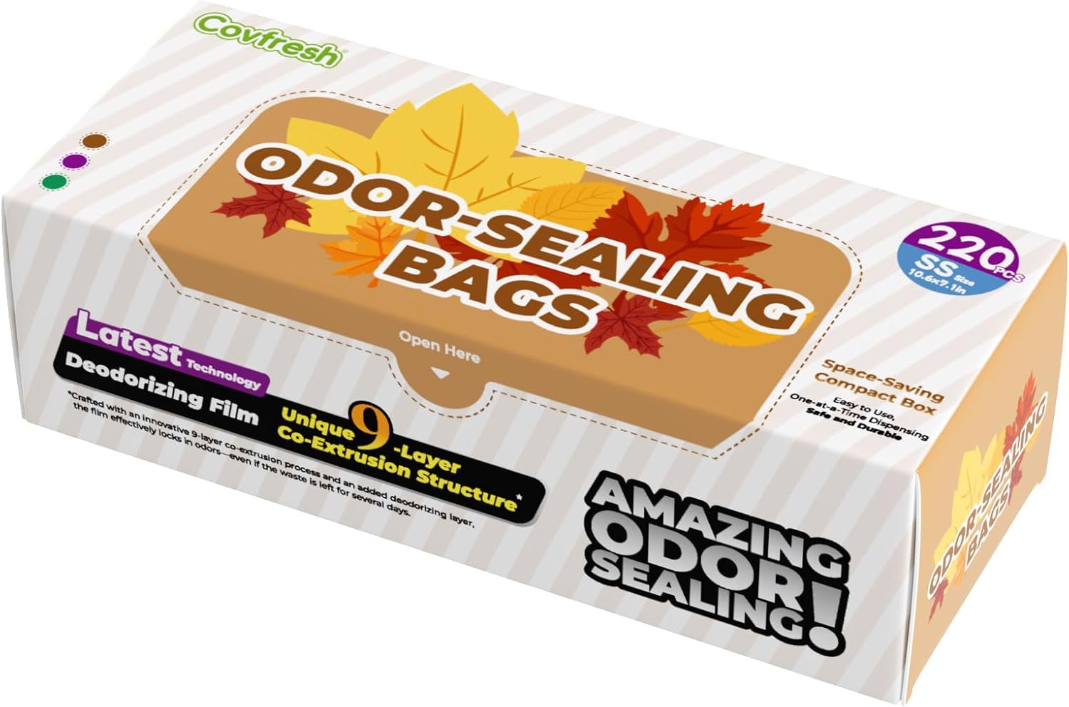 Odor Sealing Small Trash Bags Home & Food Use XS-220 Count Disposable Bags, Durable and Unscented (Color:Brown)