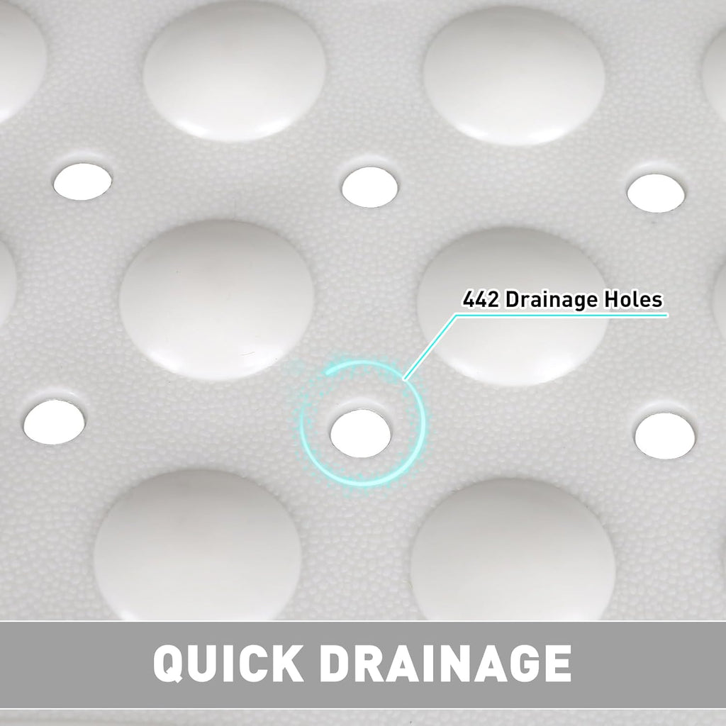 Shower Mat Non Slip: 47.2 x 31.5 Inch Extra Large TPE Shower Mats for Inside Shower - Anti Slip Shower Stall Matt with Drain Hole and Suction Cups for Elderly