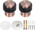 PATIKIL 2Set Round Door Stoppers, 46mm Stainless Steel Door Stop Doorstop Wedge Metal Cylinder Self Adhesive with Screw for Bottom of Door Floor Inside, Copper Tone