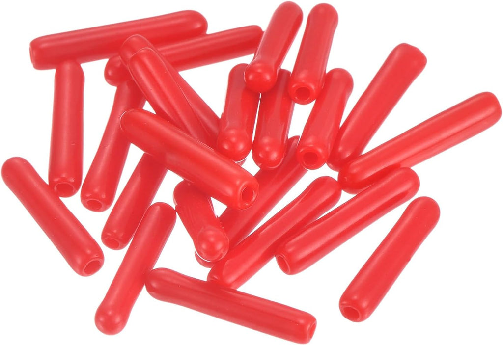 uxcell 20pcs Rubber End Caps 1.3mm ID Vinyl Round Tube Bolt Cap Cover Thread Protectors Red