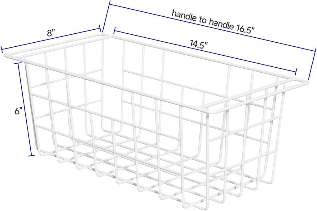 SANNO Chest Freezer Baskets Organizer, Deep Freezer Baskets Bin Sturdy Metal Wire freezer storage Organizer for Home Kitchen,16.5in