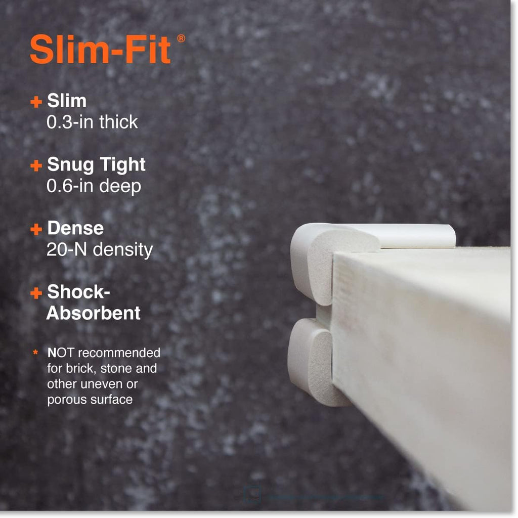 Roving Cove Slim-Fit Corner Protector for Baby Proofing (8 Small Corners), Soft Rubber Foam Furniture Corner Bumper Guards, 3M Adhesive Pre-Taped, Oyster White (Off White)