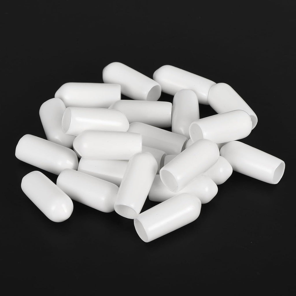 uxcell 20pcs Rubber End Caps 6mm ID Vinyl Round End Cap Cover Screw Thread Protectors White