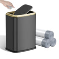8L/2.1 Gal Small Bathroom Trash Can with Lid, Swing-Top Rectangular Waste Bin, Stainless Steel Garbage Can for Home, Office, Toilet, Bedroom, Living Room (Titanium Black)