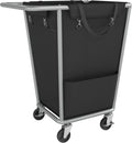 SONGMICS Laundry Basket with Wheels, 34.3 Gallons (130 L) Rolling Laundry Hamper with Removable Bag, Heavy-Duty Steel Frame with Handle, Ink Black URLS008B01