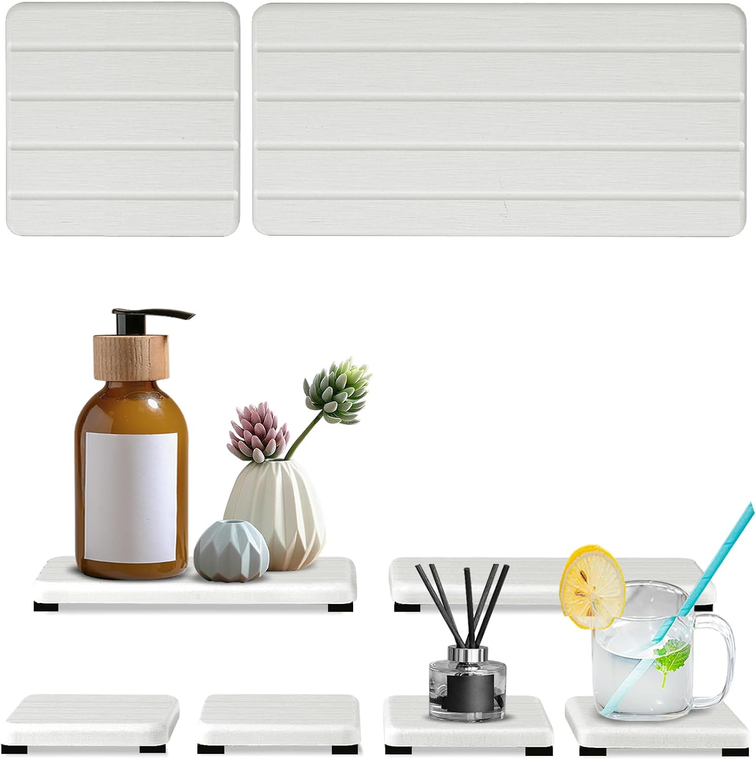 6PCS Fast Drying Diatomite Stone Sink Tray, Stone Drying Tray for Bathroom Counter, Stones Soap Trays for Kitchen Sink, Water Absorbing Coasters, Diatomite Soap Dish, Water Absorbing Stones Trays