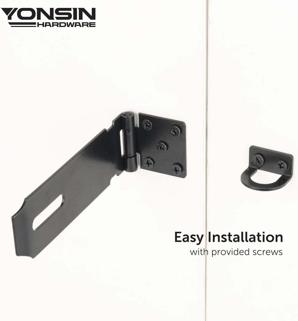 5" Door Padlock Safety Hasp Latch 2 Pcs, Door Hasp Clasp Lock Gate Shed Hasp Latch Lock for Door WindowCabinet Pet Cage Toolbox Shed Fence, 304 Stainless Steel, Matte Black Finish