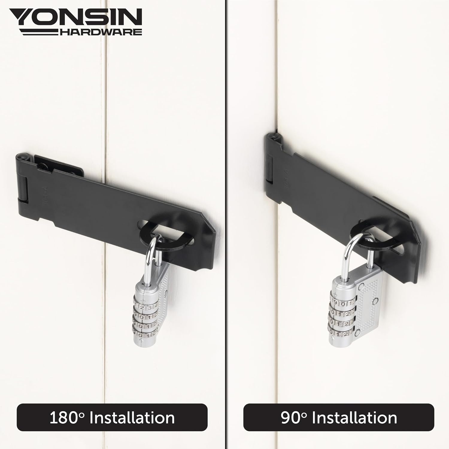 5" Door Padlock Safety Hasp Latch 2 Pcs, Door Hasp Clasp Lock Gate Shed Hasp Latch Lock for Door WindowCabinet Pet Cage Toolbox Shed Fence, 304 Stainless Steel, Matte Black Finish