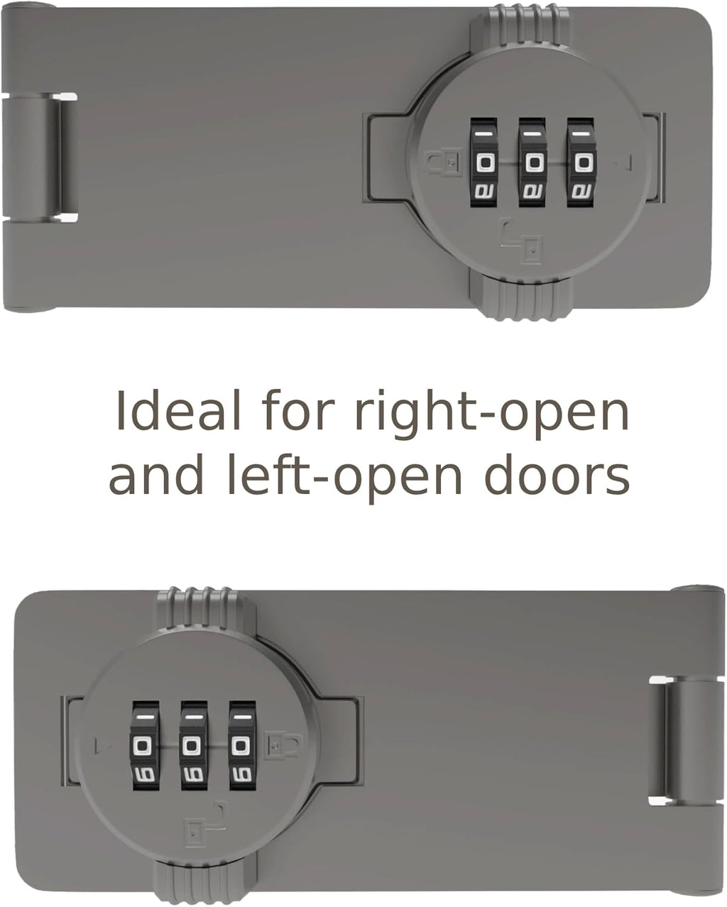 Keyless Combination Lock – 3-Digit Combination Lock for Cabinet Doors – Twist Knob Hasp Latch Lock with Password Code – Zinc Alloy Cabinet Door Latch for Kitchen Drawers, Cabinets, Cupboard (Grey)
