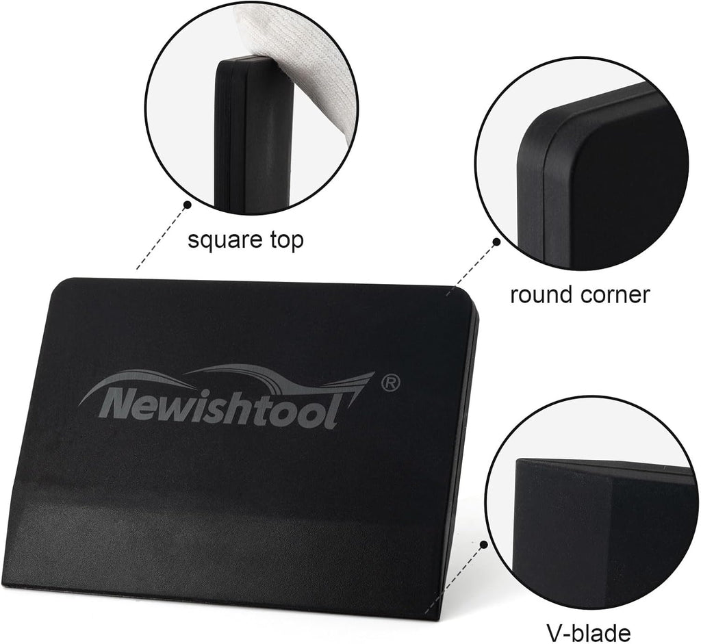 NEWISHTOOL Soft Silicone Squeegee, 2 PCS Small PPF Squeegee for Vinyl, Window Tint V-Blade Scraper for Film Application, Car Paint Protective Film Installation & Water Removal