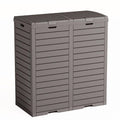 62 Gallon Outdoor Trash Can with Tiered Lid and Drip Tray,Waterproof Resin Waste Bin Indoor,Durable,Stylish,Lightweight Garbage Bin for Patio,Kitchen,Backyard and Office(Grey)