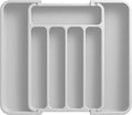 AUJEN Silverware Organizer - Expandable Kitchen Drawer Organizer, Adjustable Utensil Organizer, Cutlery Tray for Forks, Knives, Multipurpose Kitchen Organizers and Storage Solution, Light Grey, Medium