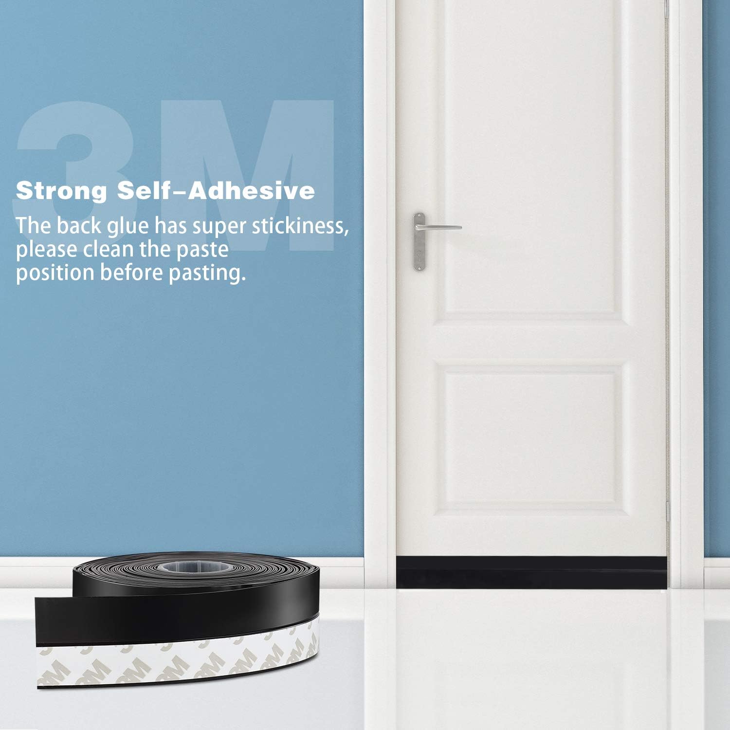 26 Feet Silicone Seal Strip, Weather Stripping Seal Tape for Door, Window & Shower Glass Gaps (Black, 25MM)