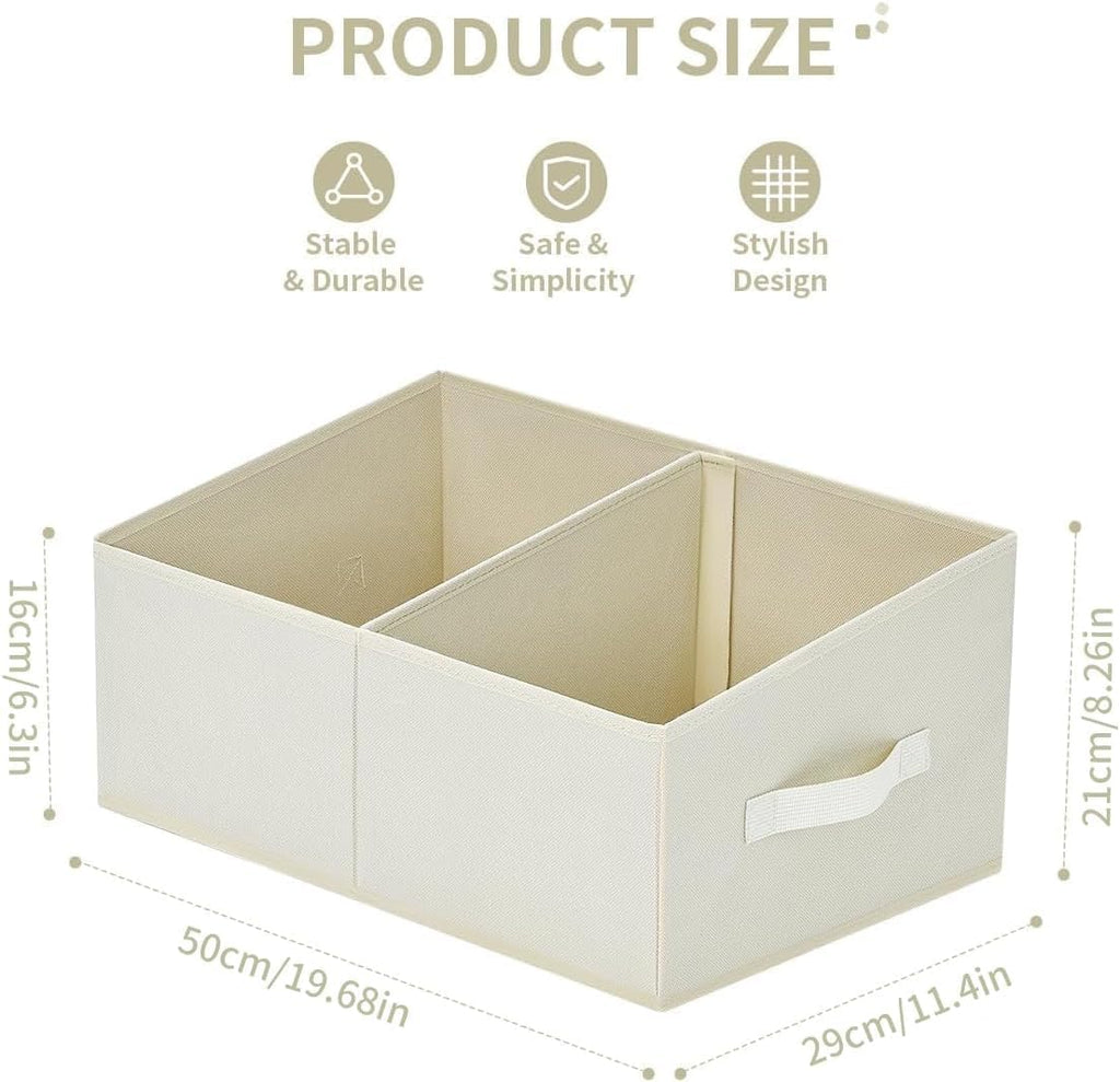 DIMJ Trapezoid Storage Bins for clothes - 4 Packs Closet Organizers and Storage Baskets, Foldable Closet Baskets with Handles and Divider, Closet Storage Bin Toybox for Shelves Living Room Bedroom