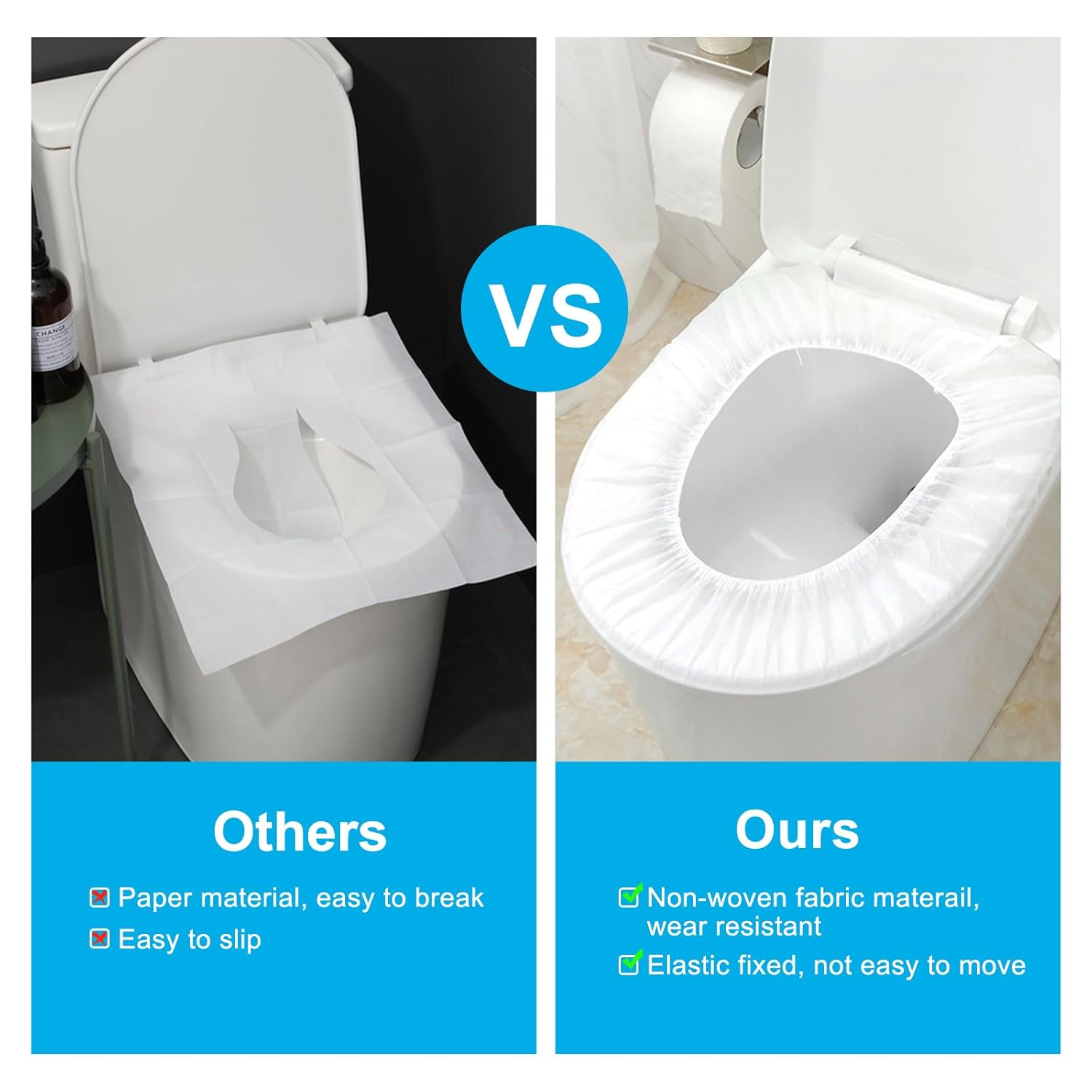 50 Pack Disposable Toilet Seat Cover Waterproof Non-Woven Fabric, Disposable Toilet Seat Covers for Travel, Disposable Seat Covers for Outing Hotel Hospital Public Toilet (Individual Package)