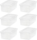 IRIS USA 6-Pack Storage Bins with Lids, 6 Quart, Shoe Boxes Clear Stackable Containers Organize Shoes Closet Shelves, Classroom Organization Teacher Tools, Game Storage - BPA-Free Plastic