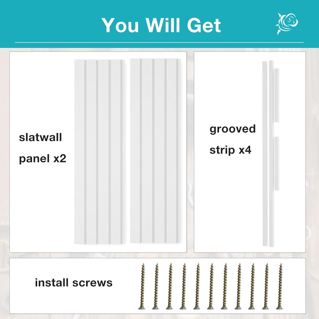 NeatiEase Slatwall Panel Wall Storage Systems, 2 x 4ft Slat Wall Paneling Garage Wall Organizer, Heavy Duty Wall Mounted PVC Wall Rack (White)