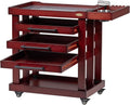 MEEDEN Art Supply Storage Cart, 5 Tier Solid Beech Wood Utility Rolling Cart with 3 Drawers, Craft Orgnizer on 4 Wheels