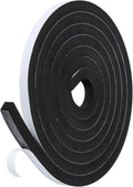 Weather Stripping Door Seal Strip- 1/2 Inch X 1/2 Inch X 10Feet, Strong Adhesive, Lightproof, Soundproof, Weatherproof Foam Tape Insulation for Sliding Door, Front Door Frame, Windows- Black