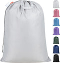Polecasa Extra Heavy Duty Large Laundry Bag with Sturdy Handles, ID Tag & Drawstring Closure, 28 x 36 inches Durable Storage Bags, Laundry Accessory for Basket, Hamper, College, Dorm, Travel, Silver