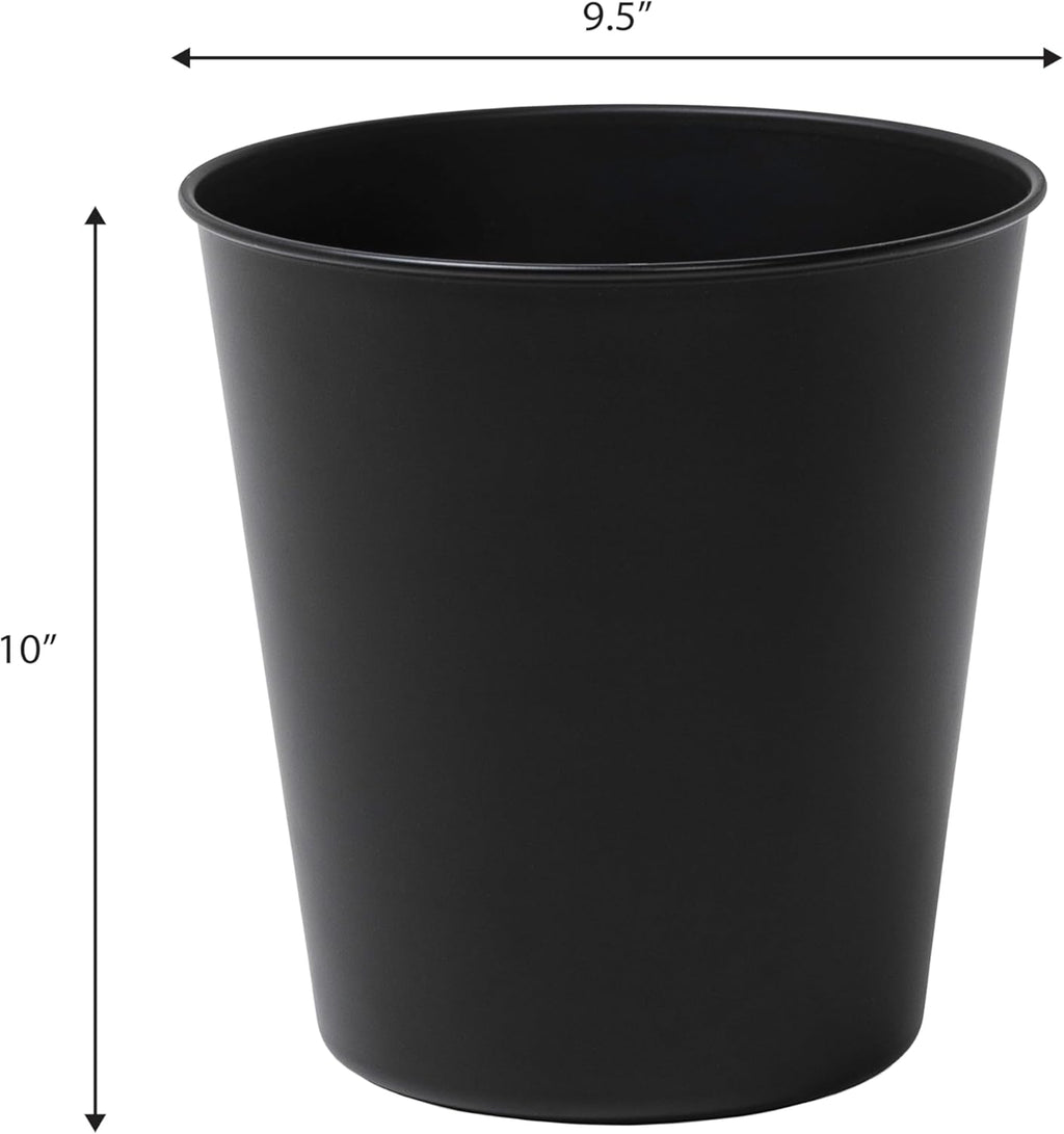 happimess HPM1113A-SET2 Nolan Modern Classic Smooth Steel 2 Gal Waste Bin for Kitchen, Office, Bathroom, Bedroom, Dorm, Matte Black (Set of 2)