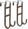 FYY Over The Door Hooks - 2 Pack Heavy Duty Dual-Hook Organizer Hanger with Non-Slip Rubber for Towels, Clothes, Hats & Bags Use in Bathroom, Bedroom, Kitchen - Fits Interior Doors Up to 1.6" Brown