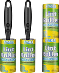Lint Rollers for Pet Hair Extra Sticky, Pet Hair Remover Set Brush for Dog & Cat Hair Removal, Clothes, Furniture, 2 Handles with 4 Refills, 240 Total Sheets