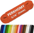 PerkHomy Cotton Rope 3/16" (5mm) 100 ft Multi Purpose Utility Diamond Braided Cord, Natural Cotton for Clothes Line Camping Crafting Flag Pole, Orange Red