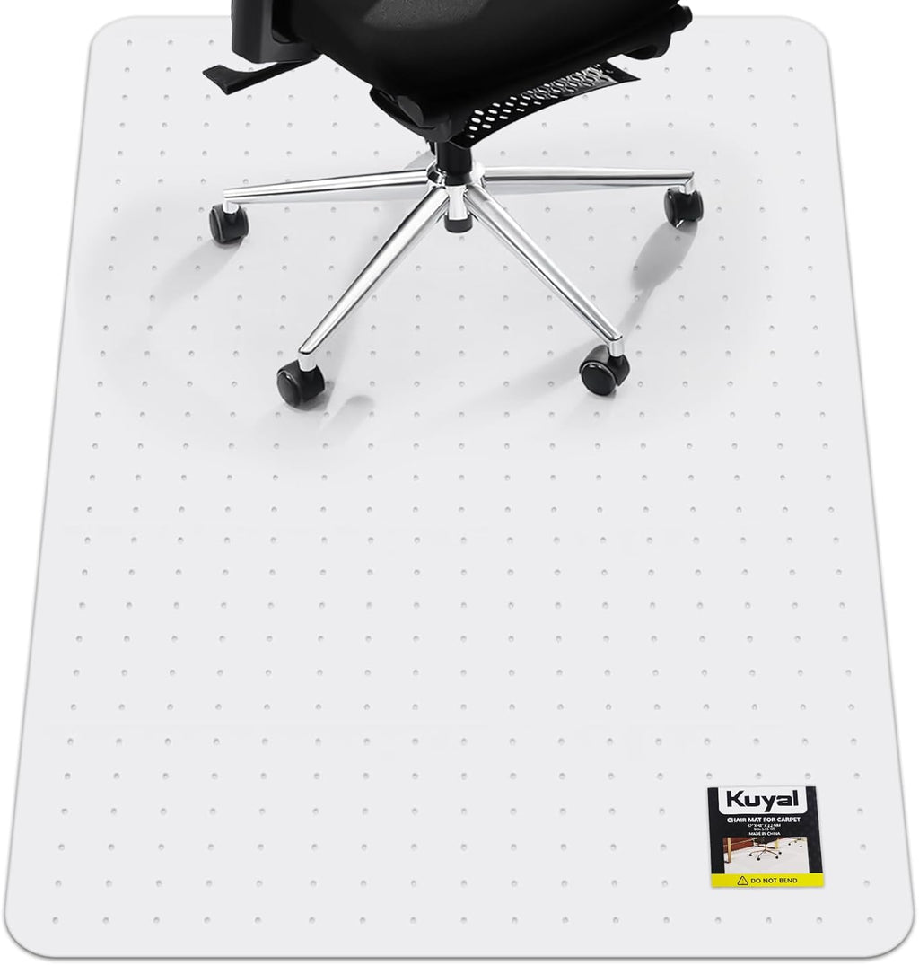 Kuyal Office Chair Mat for Carpet, 32x55 Clear Heavy Duty Computer Chair Mat, Under Desk Protector Carpeted Floors Mat, Easy Chair Movement,Ship Flat