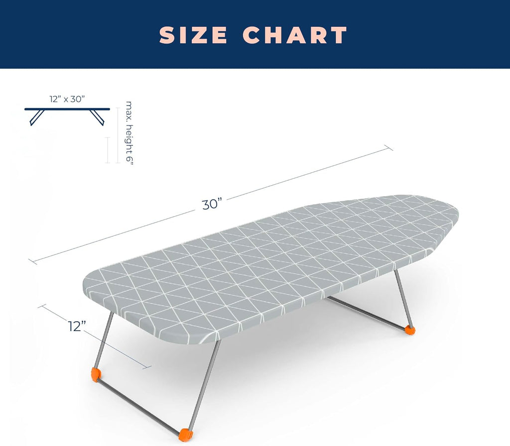 Tabletop Ironing Board with Folding Legs, Small Ironing Board with Thick Cotton Cover, Portable Mini Iron Board for Sewing, Craft Room, Household, Dorm, Table Top, 12x30