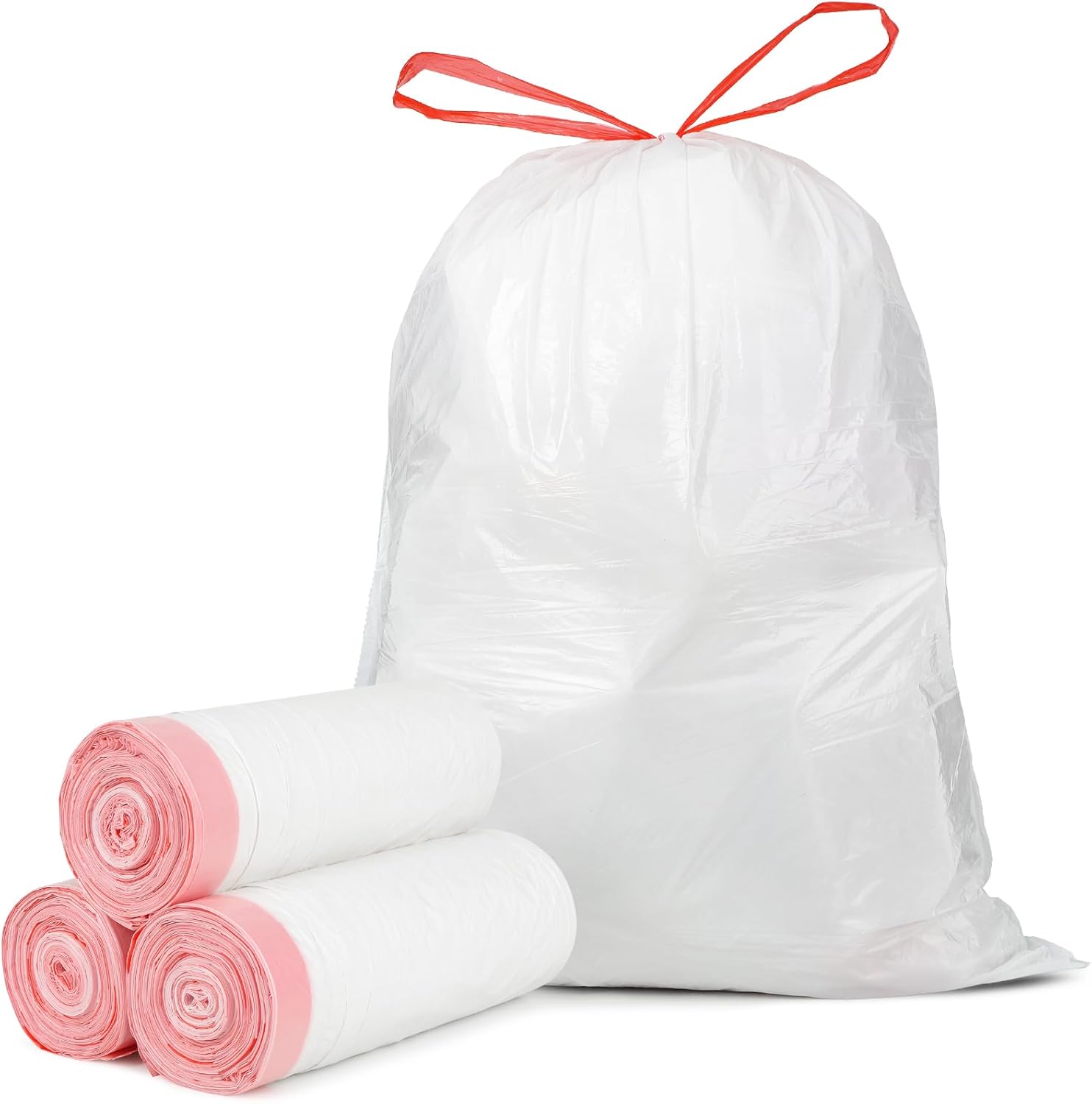 Ultra Thick 15 Gallon Drawstring Trash Bags, 108 Count Heavy Duty Large Plastic Garbage Bag, Leak Proof Trash Can Liners for Tall Kitchen Home Office Lawn Outdoor, White