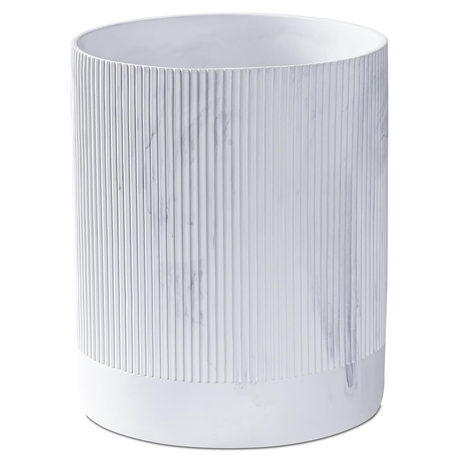 Polytree White Marble Stripe Wastebasket,Round Bathroom Trash Can 2.5 Gallon(9 Liter) Small Kitchen Garbage Can,Living Room Bedroom Trash Can, Decor Wastebasket for Home Office Marble Stripe