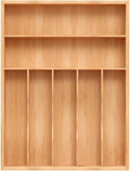 Bamboo Utensil Drawer Organizer, Silverware Tray Organizer, Kitchen Drawer Organizer for Flatware Cutlery, Silverware Tray for Drawer (brown, Large 16.5x12.3 Inch)